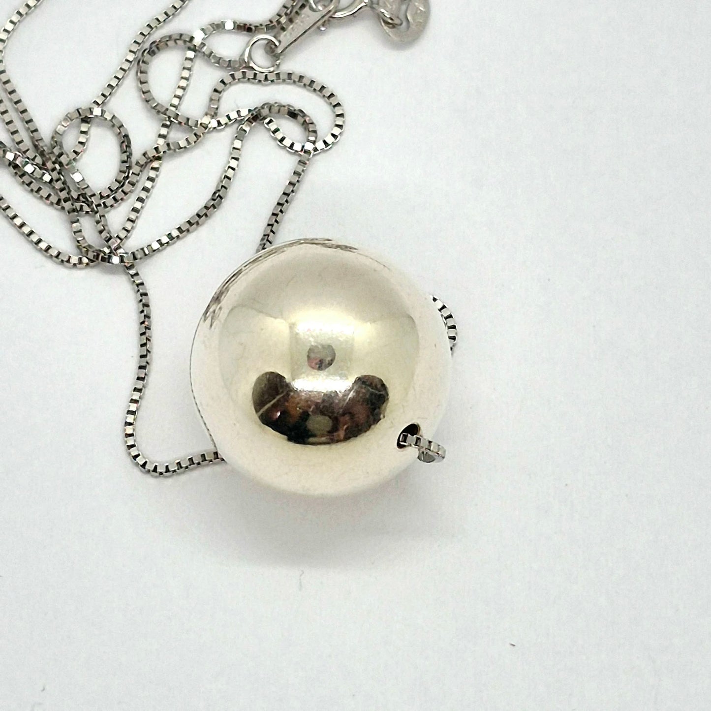 925 Sterling Silver Ball Pendant Necklace with Sterling Silver Chain