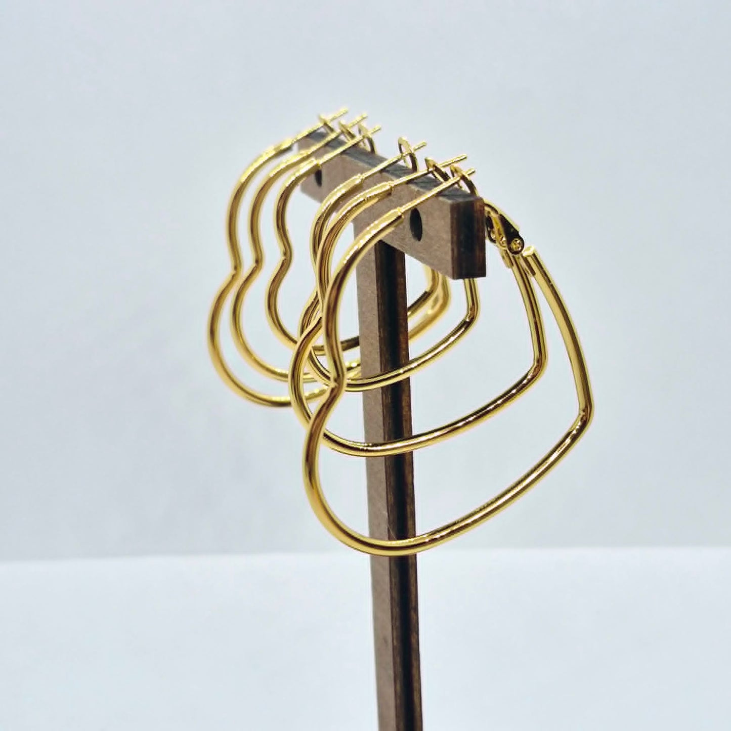 Stainless Steel Gold Plated Heart Hoop Earrings