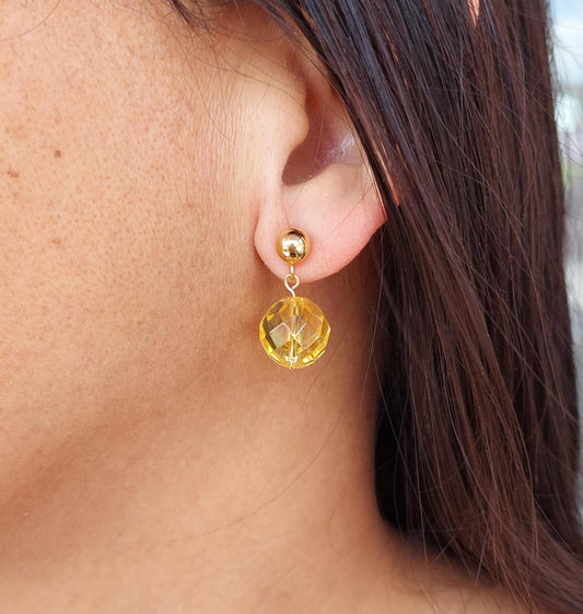 Natural Citrine Set with 12mm stones in Stainless Steel