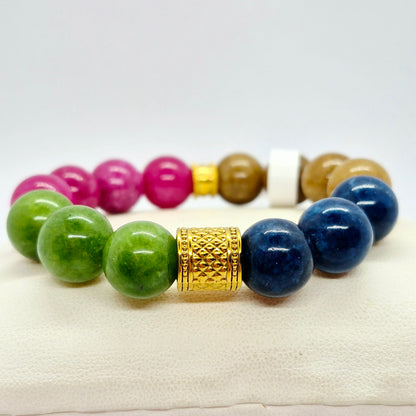 Natural Mixed Tourmaline Bracelet in 12mm Stones
