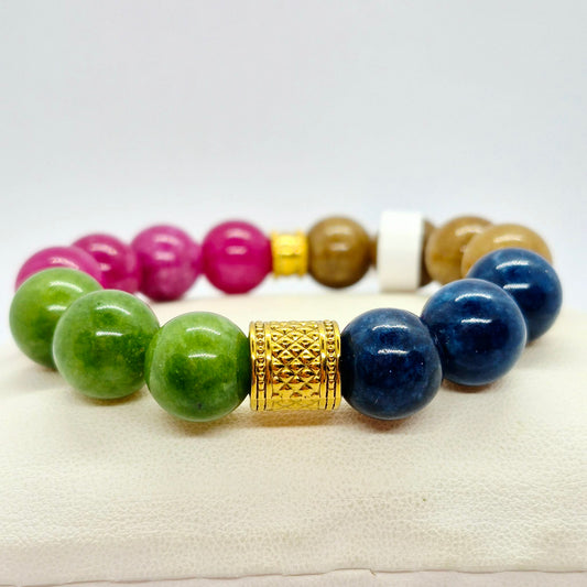 Natural Mixed Tourmaline Bracelet in 12mm Stones