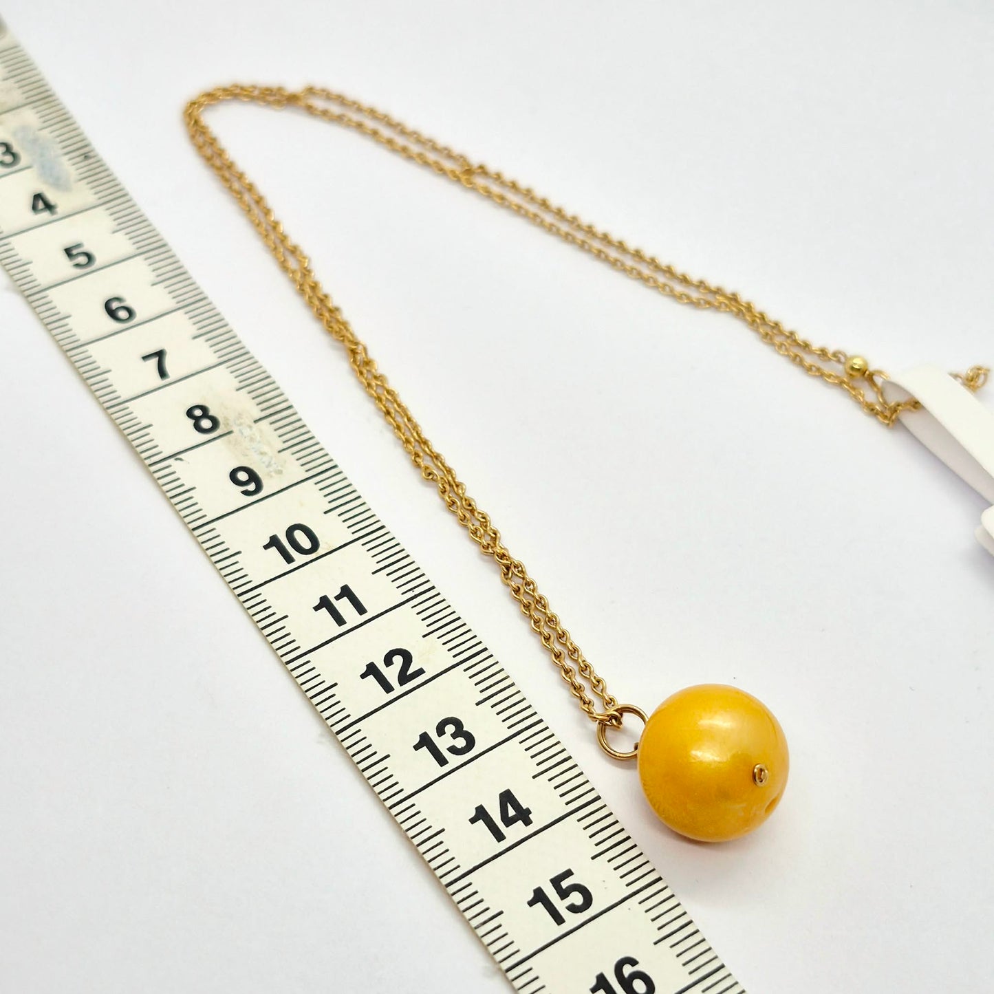 Natural Golden 13mm Pearl Pendant in solid 10K Gold with 10K Chain Necklace