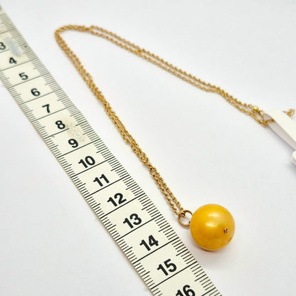 Natural Golden 13mm Pearl Pendant in solid 10K Gold with 10K Chain Necklace