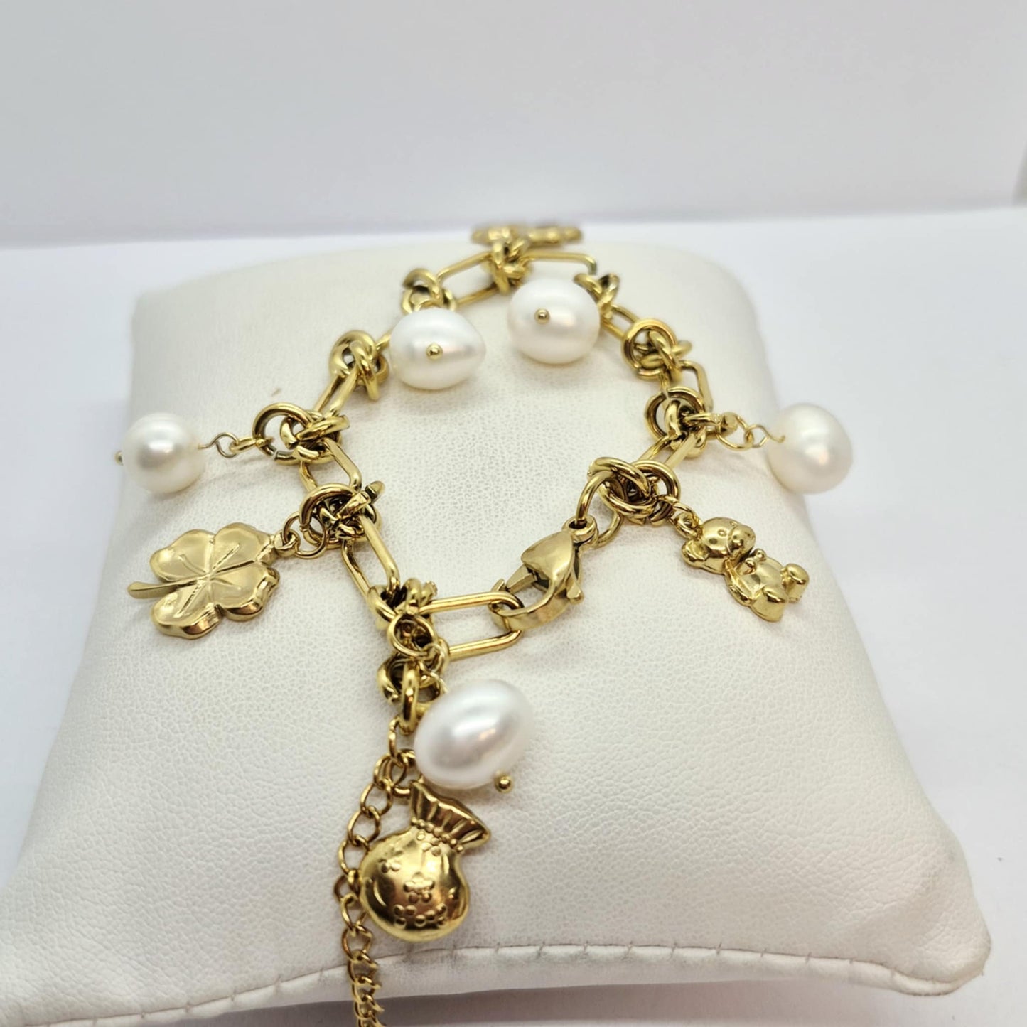 Natural Stone Bracelet with Pearls 11mm Stones