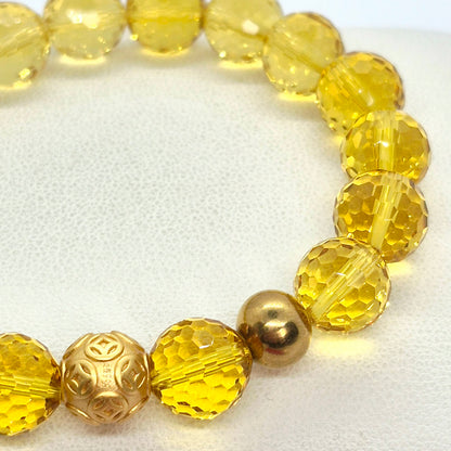 Natural Faceted Citrine Bracelet with 10 or 12mm Stones