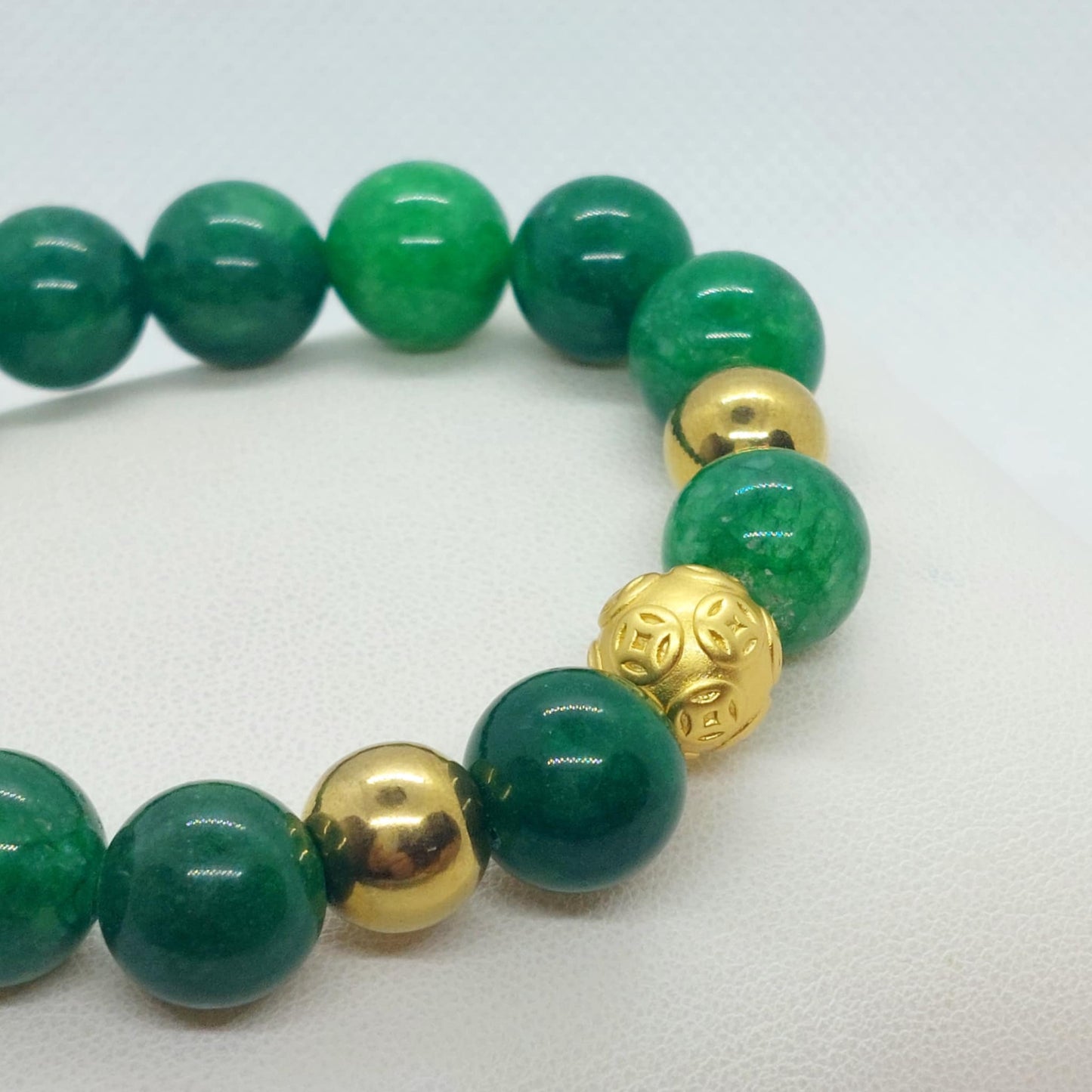 Natural Chinese Jade Bracelet in 10 and 12m Stones