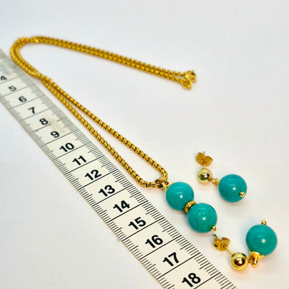Natural Turquoise Mini Set in Gold Plated Stainless Steel
