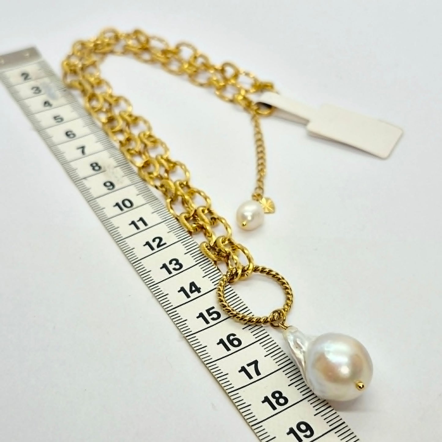 Natural Baroque Pearl Pendant with Gold Plated Stainless Steel Chain Necklace