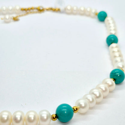 Natural Turquoise and Pearl Set 10mm Stones
