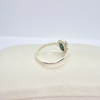 Natural Emerald Stone Ring in Sterling Silver Setting