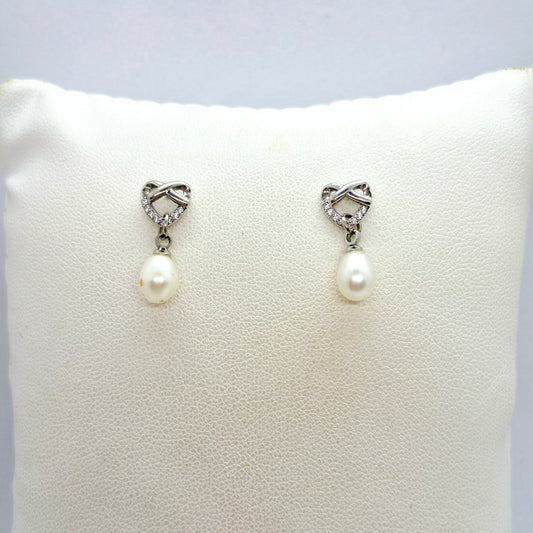 Natural Raindrop Pearl Earrings in Sterling Silver