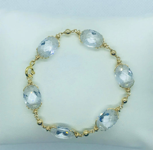 White Crystal Jewelry Set in Solid 10K Gold