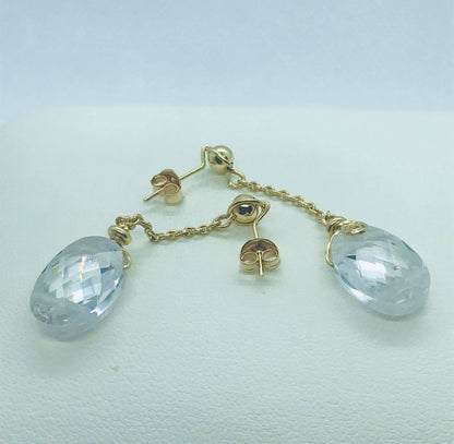 White Crystal Jewelry Set in Solid 10K Gold