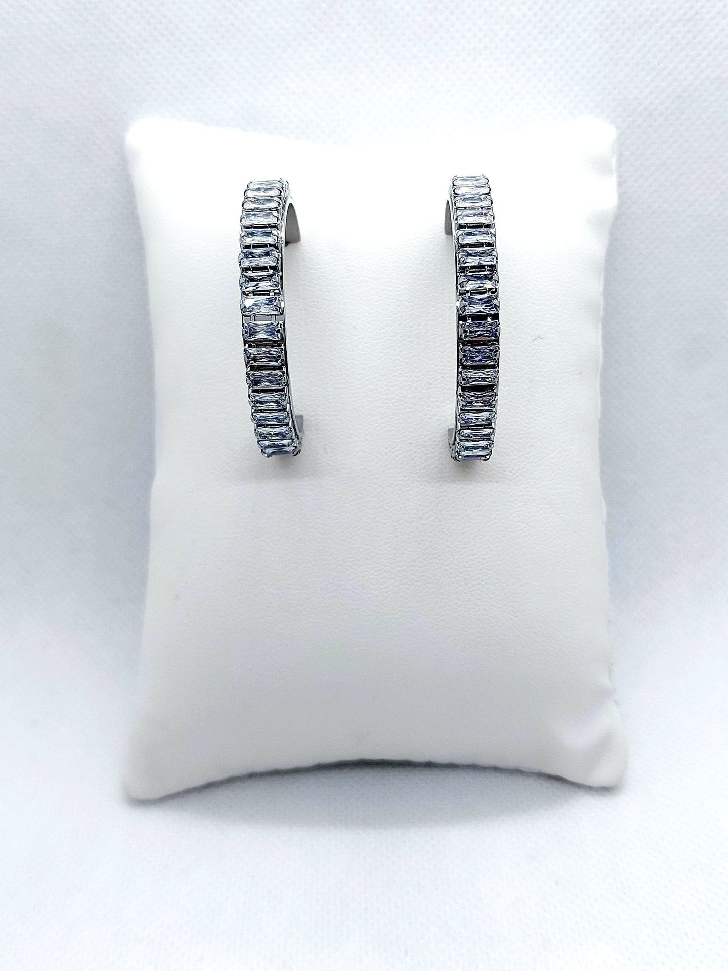 Large Zircon Hoop Earrings in Stainless Steel