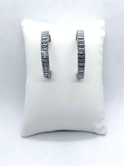 Large Zircon Hoop Earrings in Stainless Steel