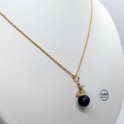 Natural Amethyst with Swarovski Crystals Jewelry Set in 10K Gold