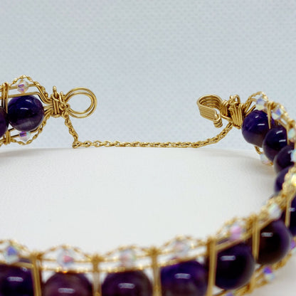 Natural Amethyst with Swarovski Crystals Jewelry Set in 10K Gold