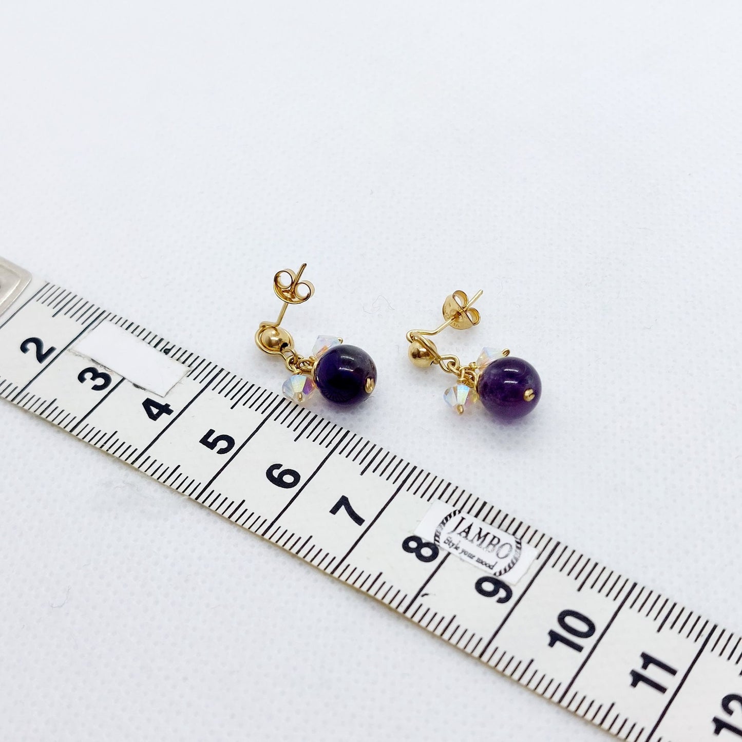 Natural Amethyst with Swarovski Crystals Jewelry Set in 10K Gold