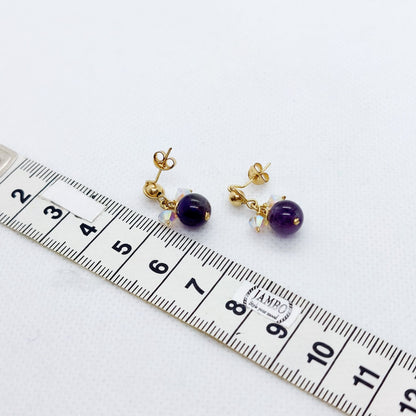 Natural Amethyst with Swarovski Crystals Jewelry Set in 10K Gold
