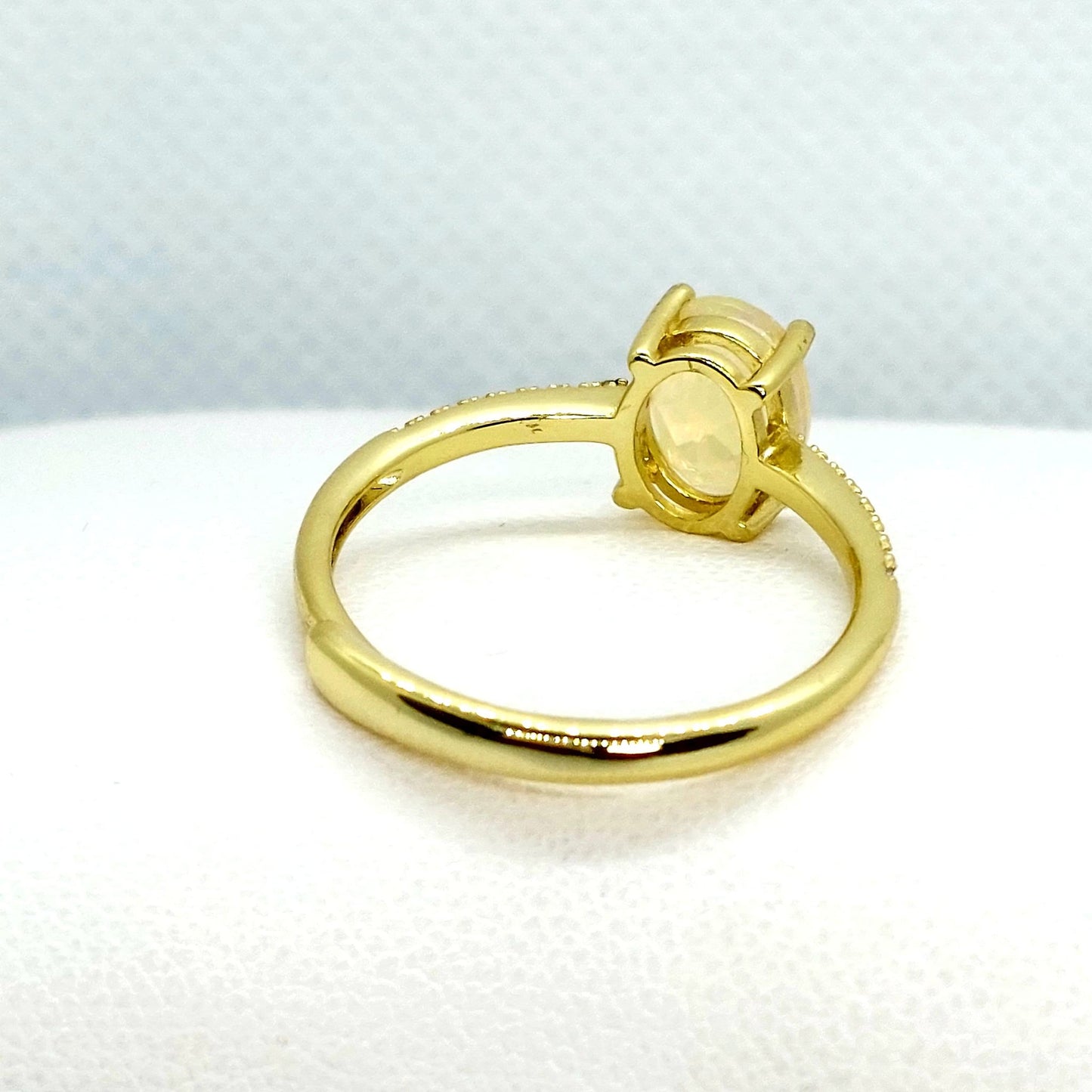 Natural 1ct Ethiopian Opal Ring in Sterling Silver Gold Plated Resizeable