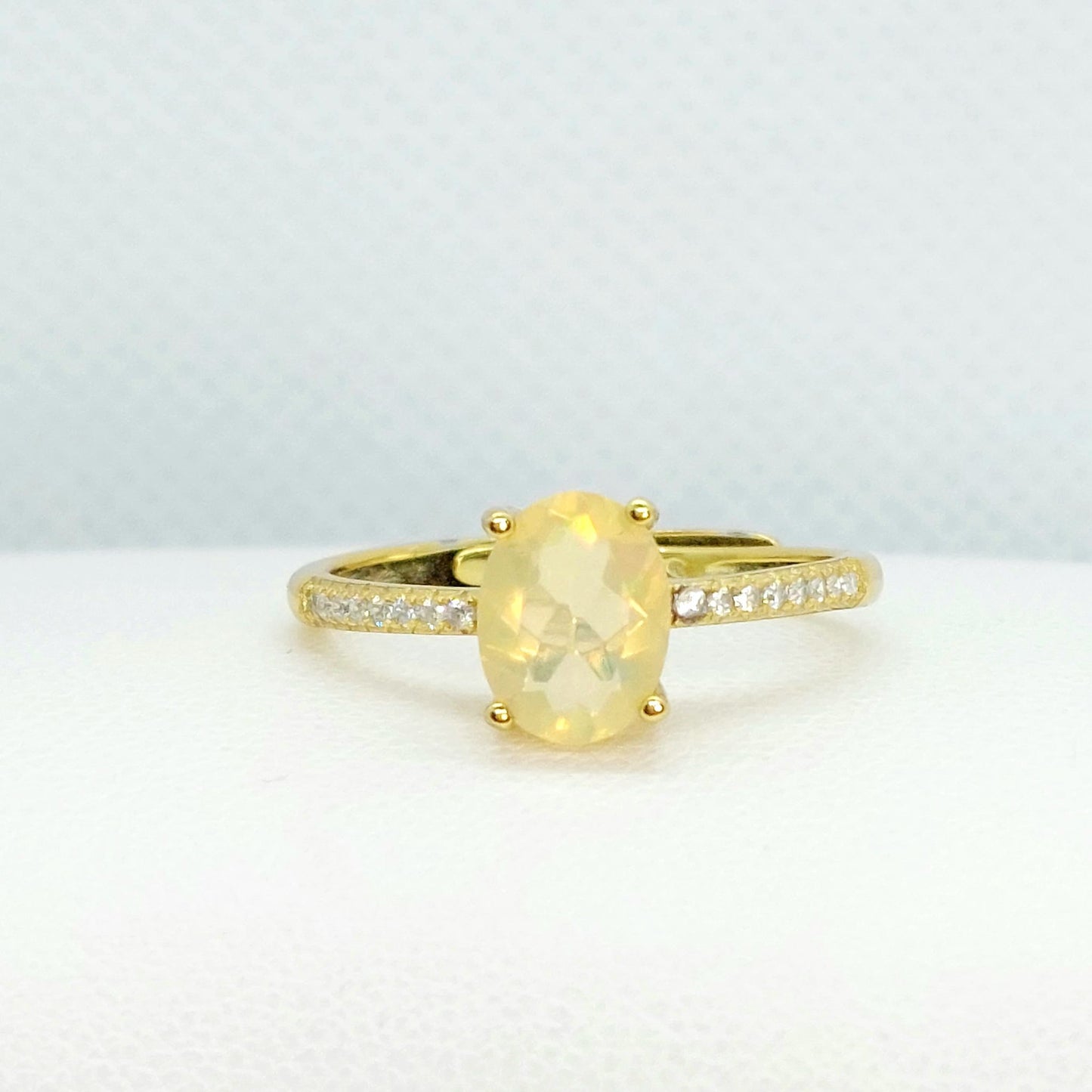 Natural 1ct Ethiopian Opal Ring in Sterling Silver Gold Plated Resizeable