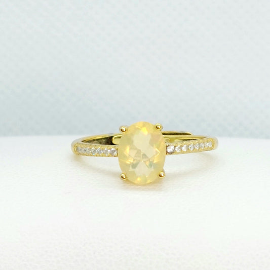 Natural 1ct Ethiopian Opal Ring in Sterling Silver Gold Plated Resizeable