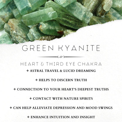 Natural Green Kyanite Pendant - Stainless Steel Chain Necklace