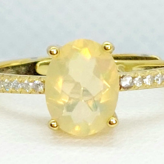 Natural 1ct Ethiopian Opal Ring in Sterling Silver Gold Plated Resizeable